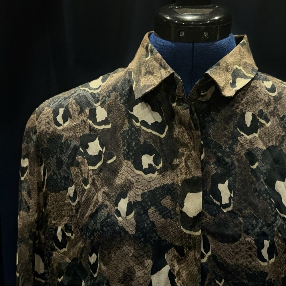 Just Cavalli Silk Sheer Reptile Print Blouse (M) - Picture 3 of 7
